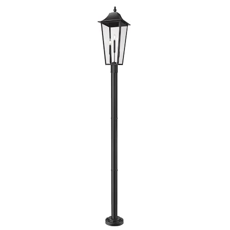 Z-Lite Gannon 3 Light Outdoor Post Mount Fixture, 12in. W x 105.25in. H, Black 5008PHXLR-5012P-BK